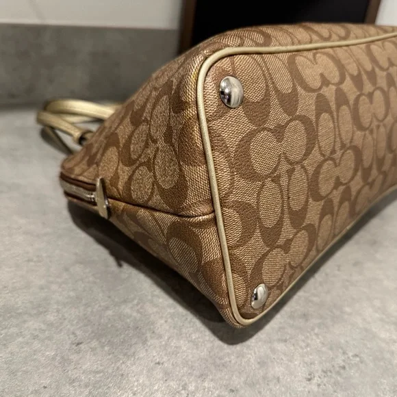 Coach Peyton Signature Cora Domed Satchel Handbag 24606 Gold/Brown! GUC!! - Picture 8 of 12